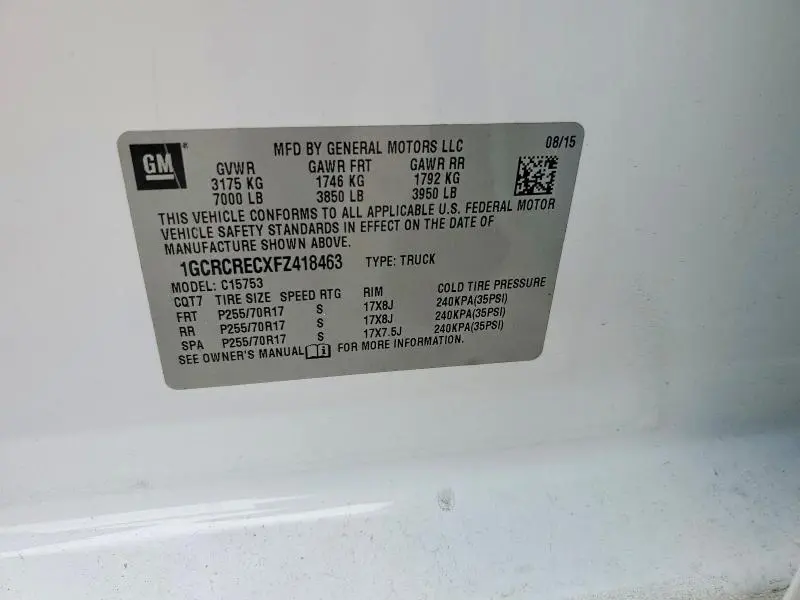 2015 CHEVROLET SILVERADO C1500 LT  