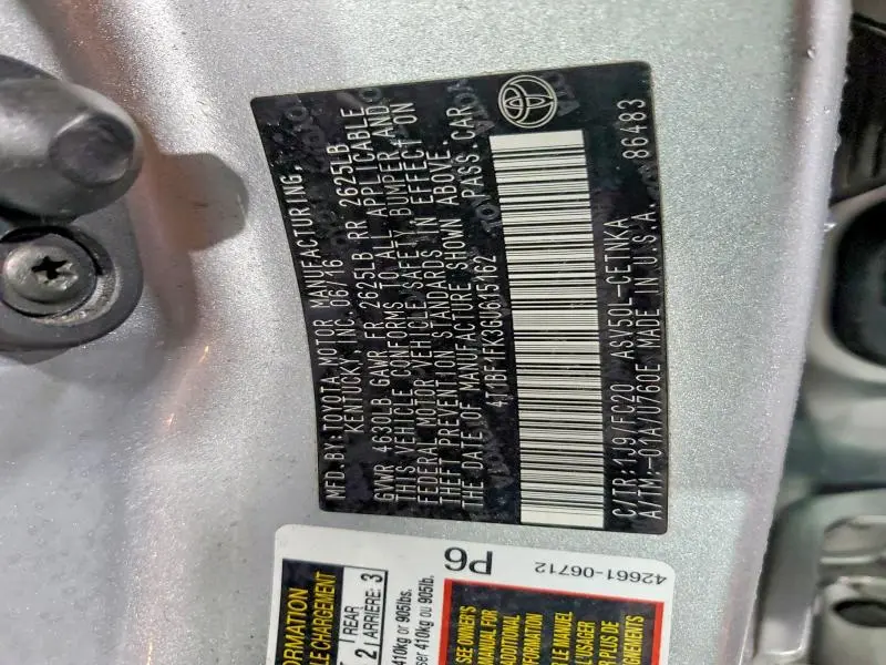 2016 TOYOTA CAMRY LE  