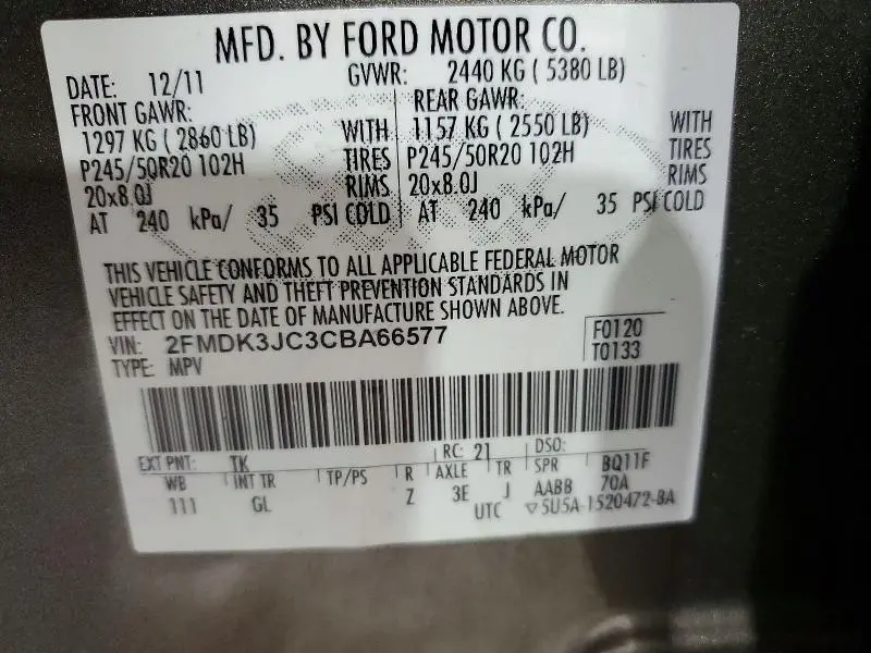2012 FORD EDGE SEL  