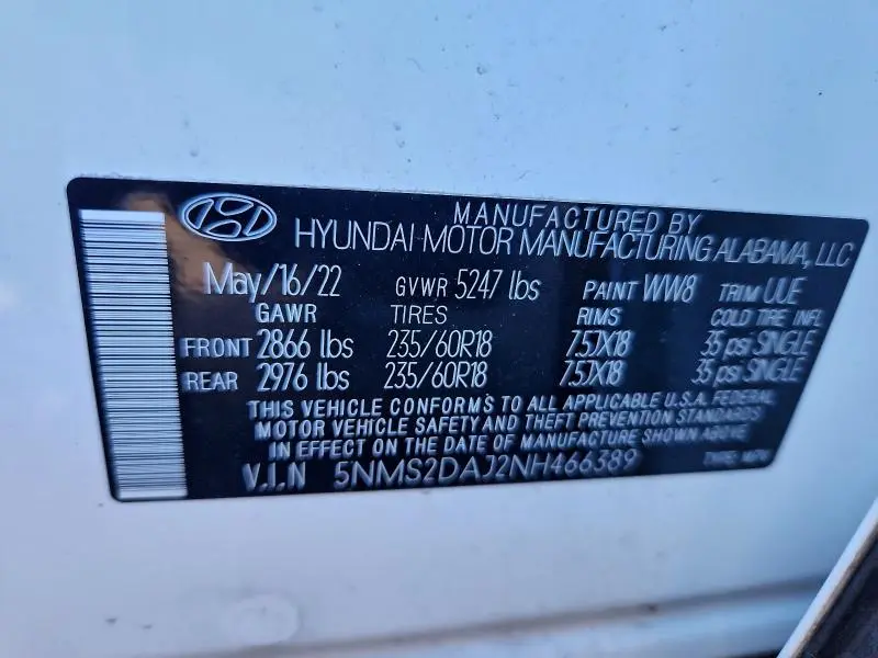 2022 HYUNDAI SANTA FE SEL  