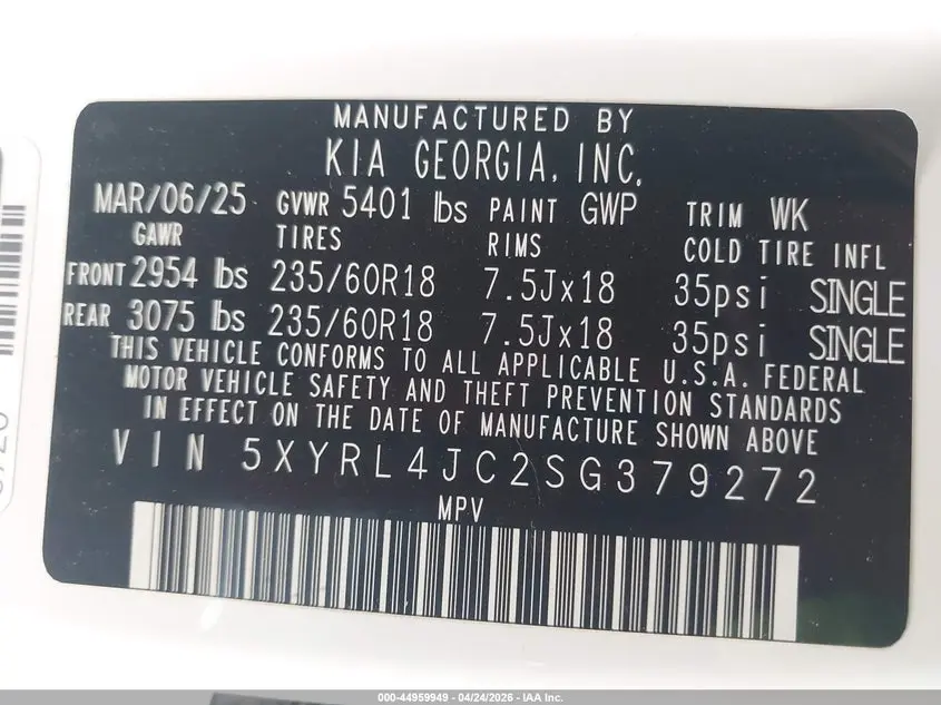 2025 KIA SORENTO S
