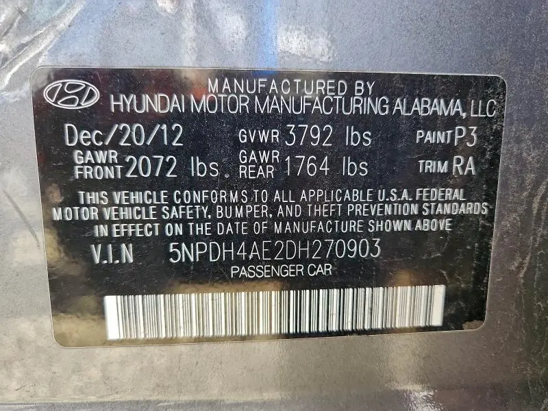 2013 HYUNDAI ELANTRA GLS  