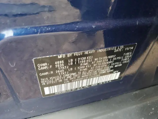 2015 SUBARU OUTBACK 2.5I PREMIUM  
