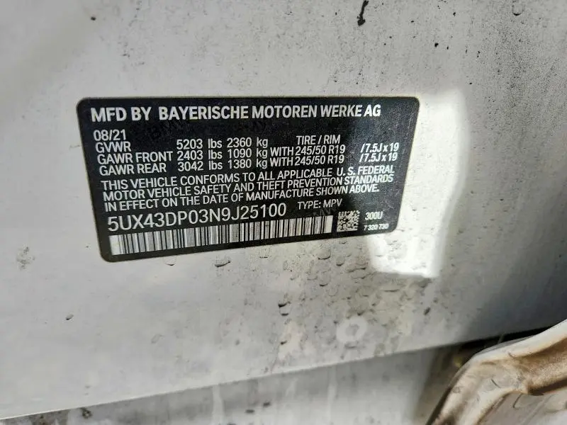 2022 BMW X3 SDRIVE30I  