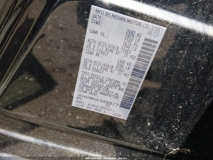 2013 NISSAN PATHFINDER SL
