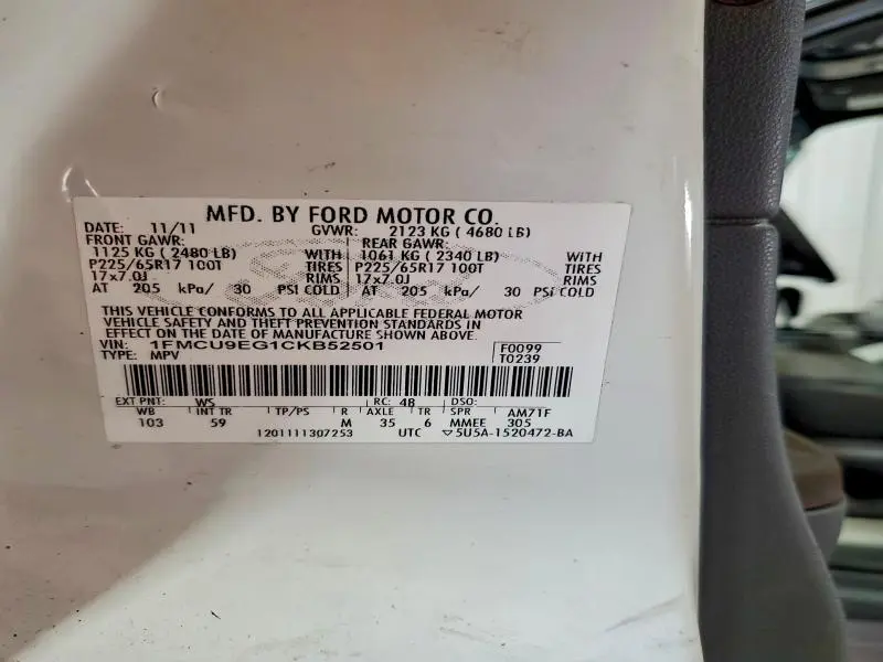 2012 FORD ESCAPE LIMITED  