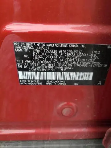 2014 TOYOTA RAV4 XLE  