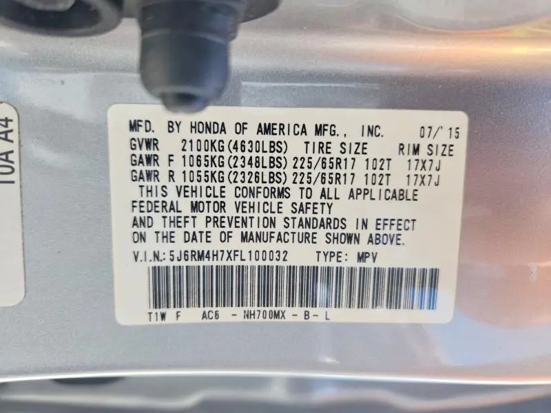 2015 HONDA CR-V EXL  