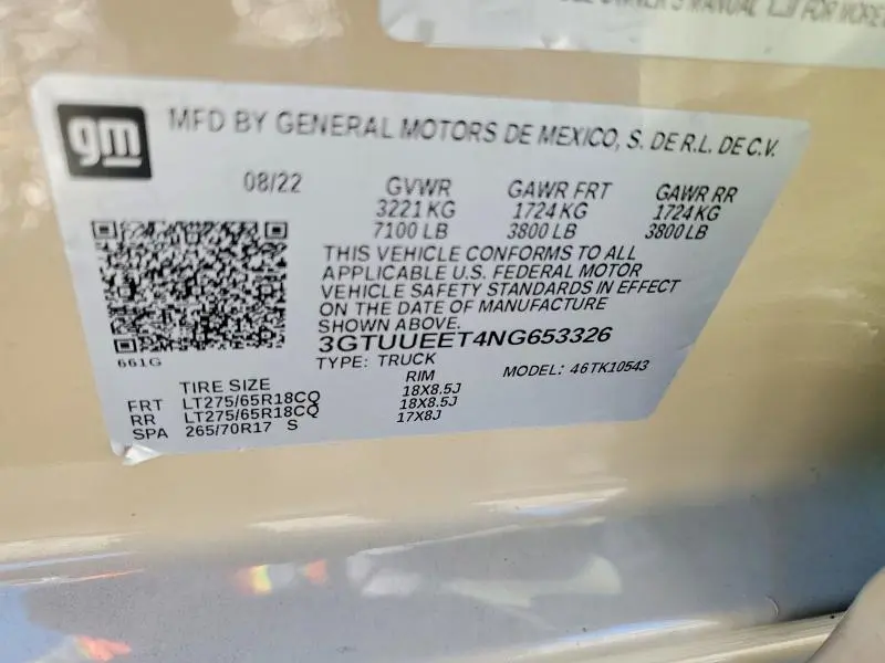 2022 GMC SIERRA K1500 AT4  