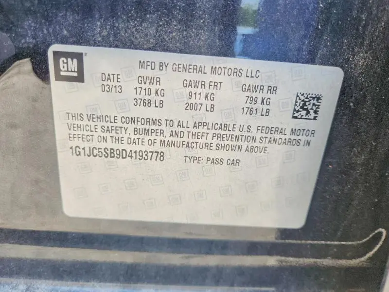 2013 CHEVROLET SONIC LT  