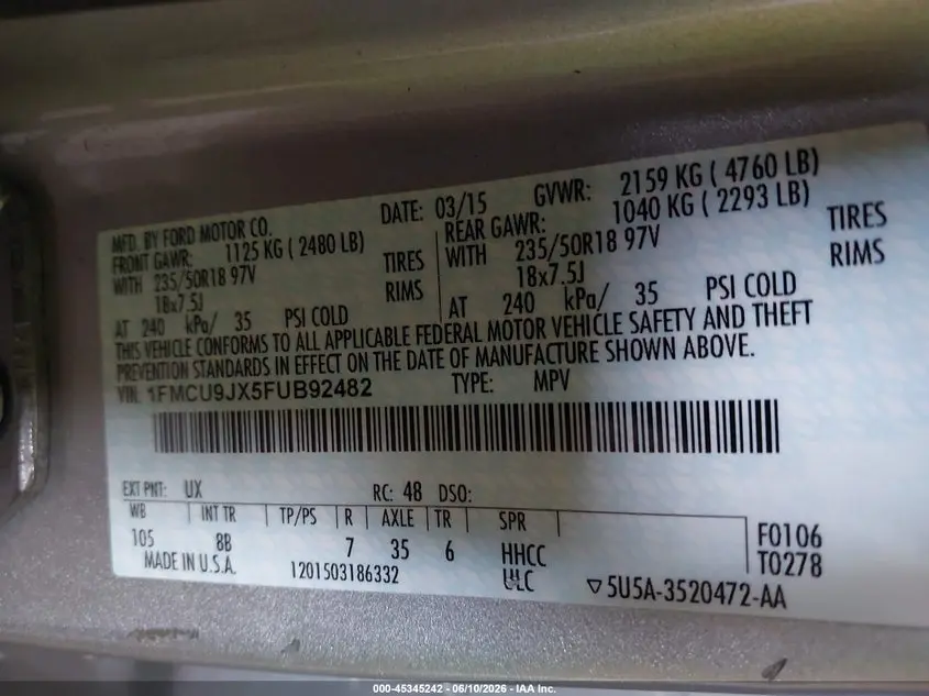 2015 FORD ESCAPE TITANIUM