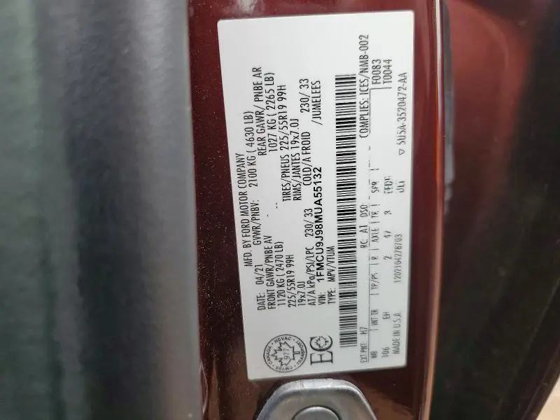2021 FORD ESCAPE TITANIUM  