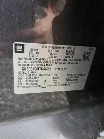 2015 CHEVROLET TAHOE C1500 LTZ  