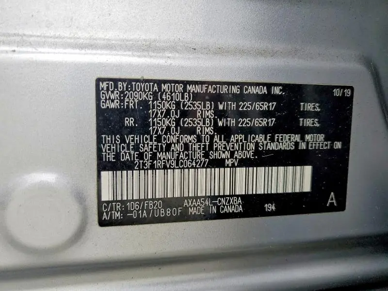 2020 TOYOTA RAV4 LE  