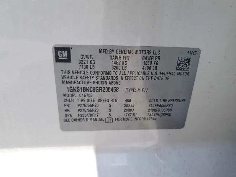2016 GMC YUKON SLT  