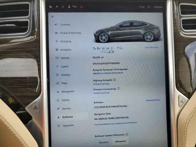 2015 TESLA MODEL S 70D  