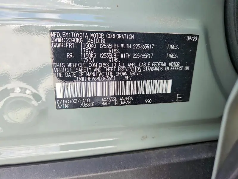 2021 TOYOTA RAV4 XLE  