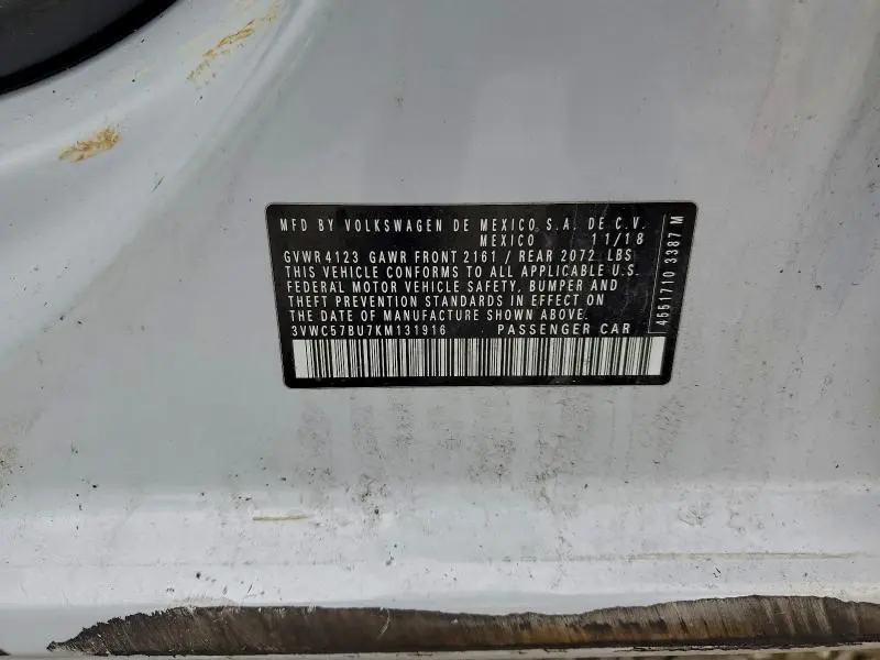 2019 VOLKSWAGEN JETTA S  