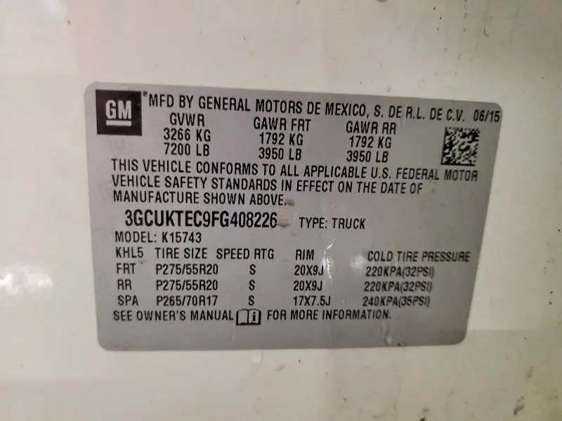 2015 CHEVROLET SILVERADO K1500 HIGH COUNTRY  