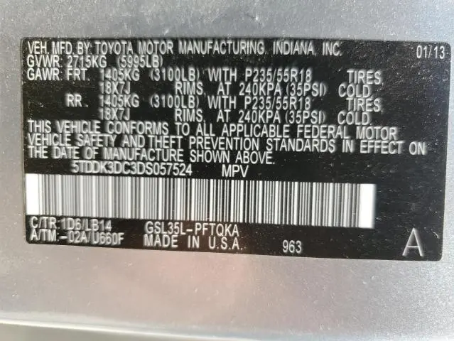 2013 TOYOTA SIENNA XLE