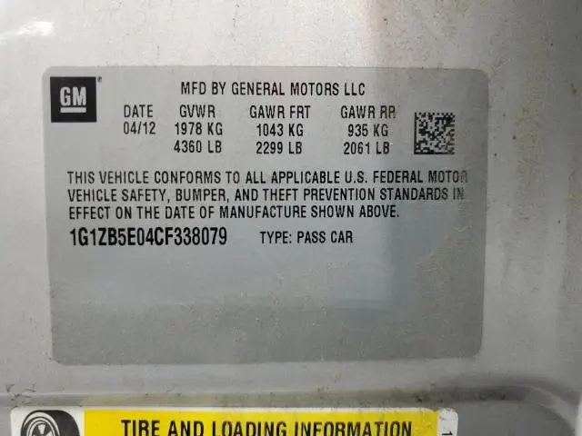 2012 CHEVROLET MALIBU LS  