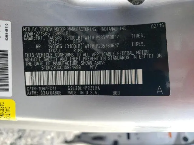 2018 TOYOTA SIENNA LE  