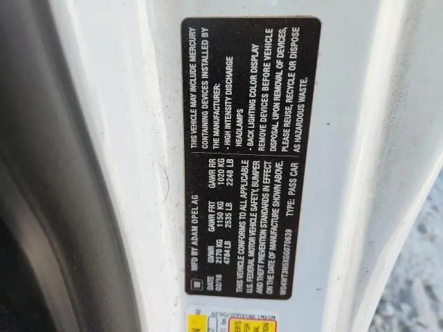 2016 BUICK CASCADA PREMIUM  