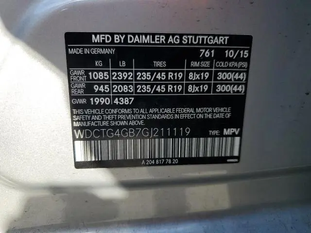 2016 MERCEDES-BENZ GLA 250 4MATIC  