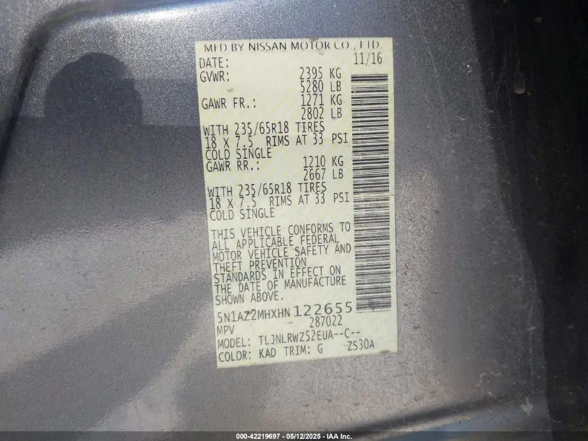 2017 NISSAN MURANO SL