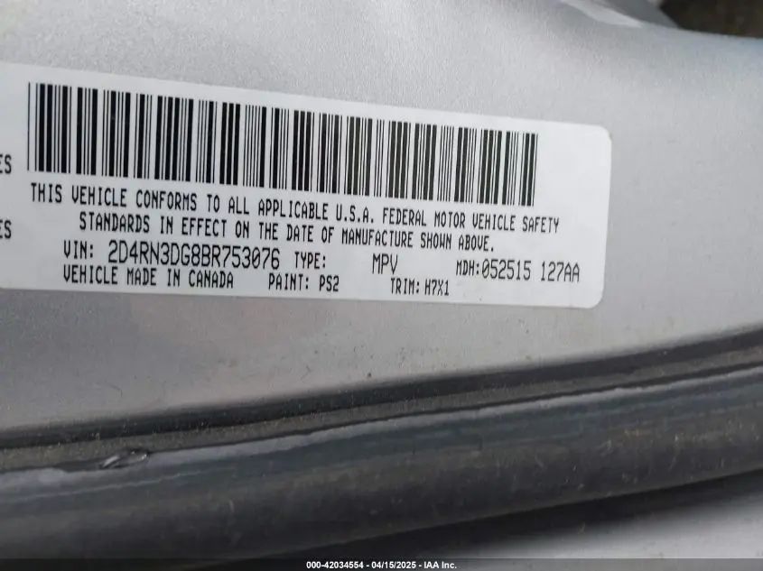 2011 DODGE GRAND CARAVAN MAINSTREET