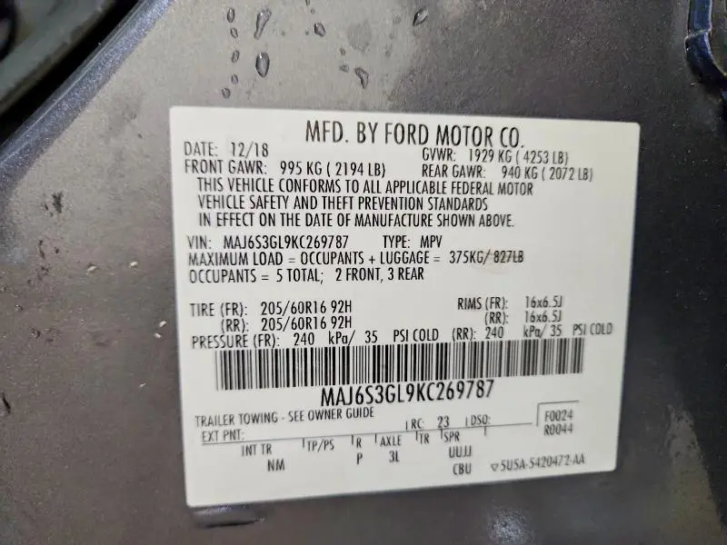 2019 FORD ECOSPORT SE  
