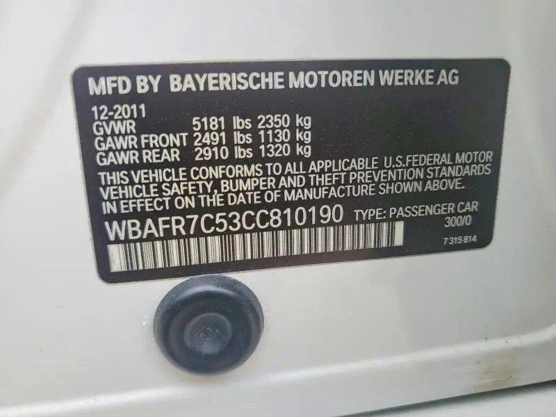 2012 BMW 535 I  