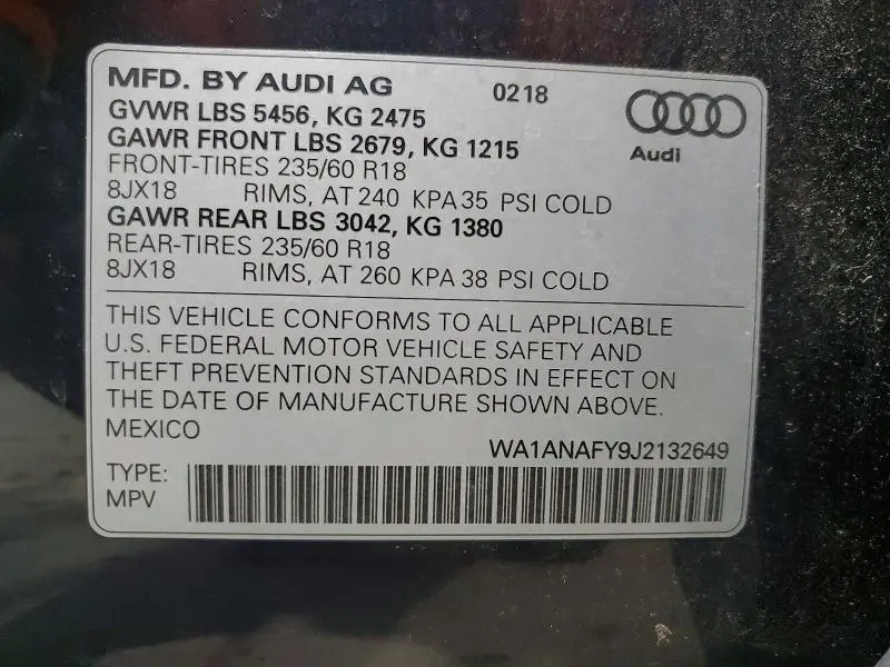 2018 AUDI Q5 PREMIUM  
