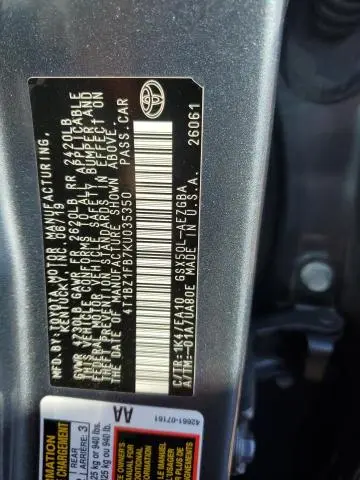 2019 TOYOTA AVALON XLE  