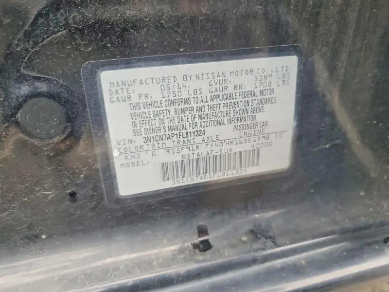 2015 NISSAN VERSA 1.6 S  