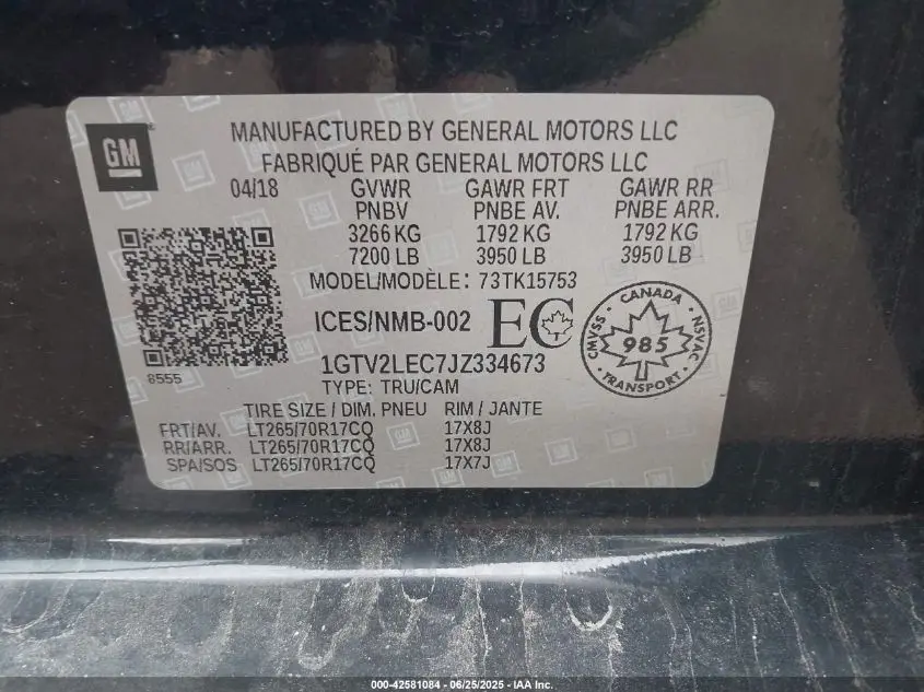 2018 GMC SIERRA 1500  