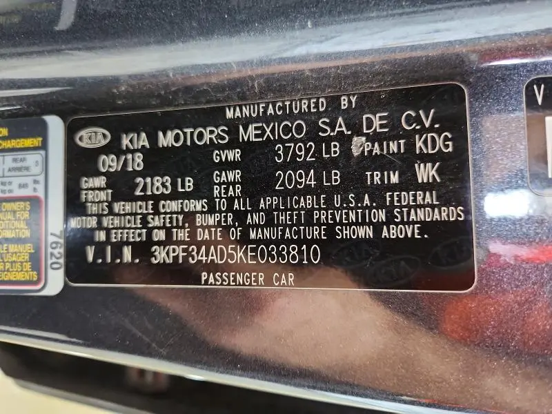 2019 KIA FORTE S  