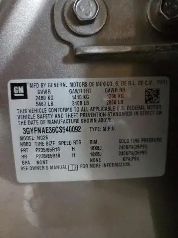 2012 CADILLAC SRX LUXURY COLLECTION  