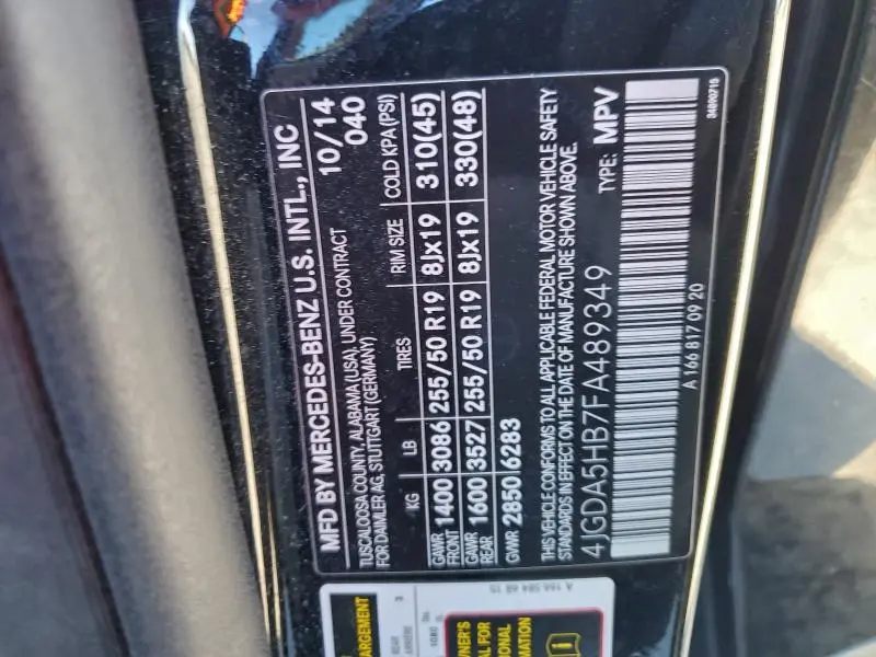 2015 MERCEDES-BENZ ML 350 4MATIC  