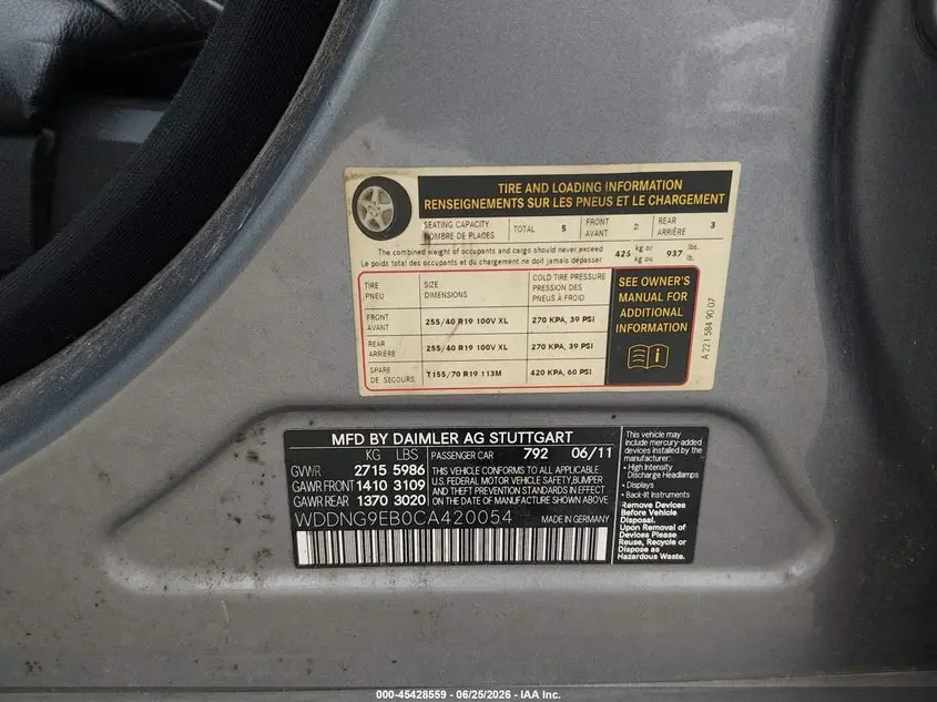 2012 MERCEDES-BENZ S 550 4MATIC