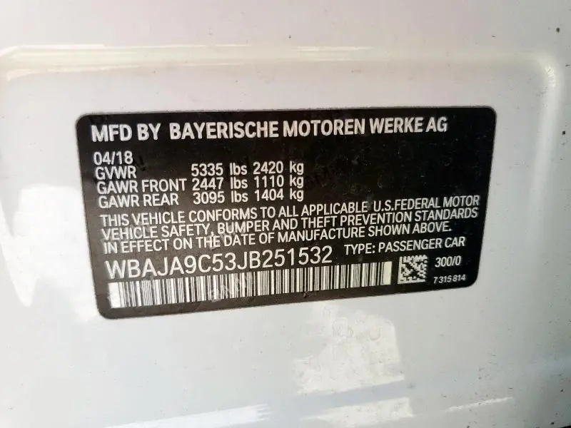 2018 BMW 530E   