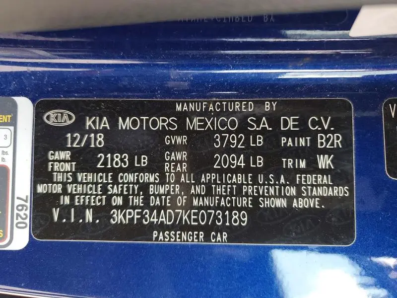 2019 KIA FORTE S  
