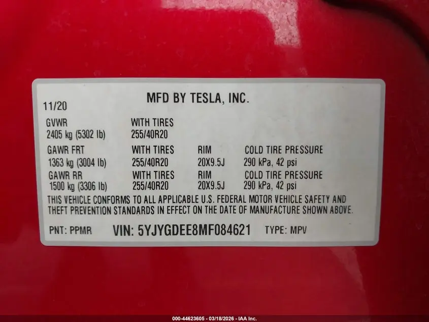 2021 TESLA MODEL Y LONG RANGE DUAL MOTOR ALL-WHEEL DRIVE