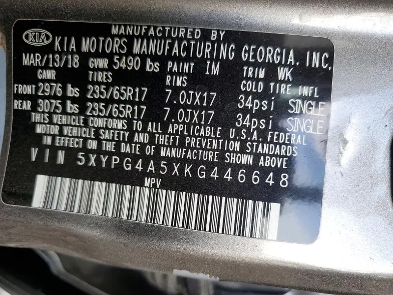 2019 KIA SORENTO LX V6  
