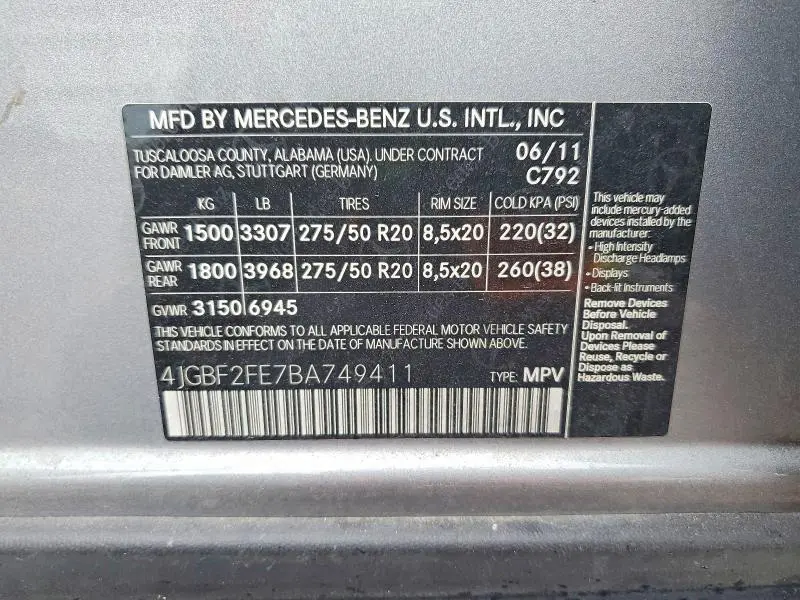2011 MERCEDES-BENZ GL 350 BLUETEC  