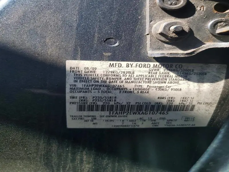 2010 FORD TAURUS SEL  
