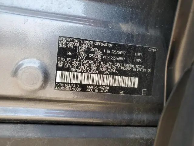 2019 TOYOTA RAV4 XLE  