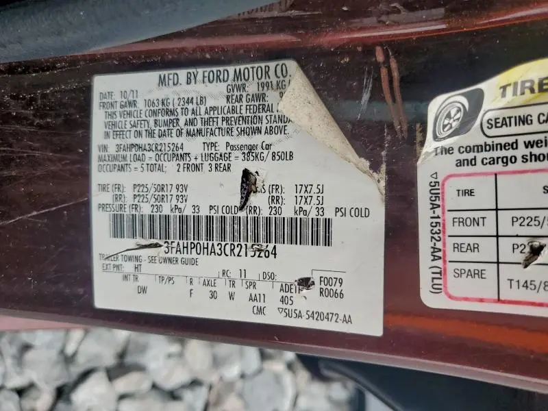 2012 FORD FUSION SE  