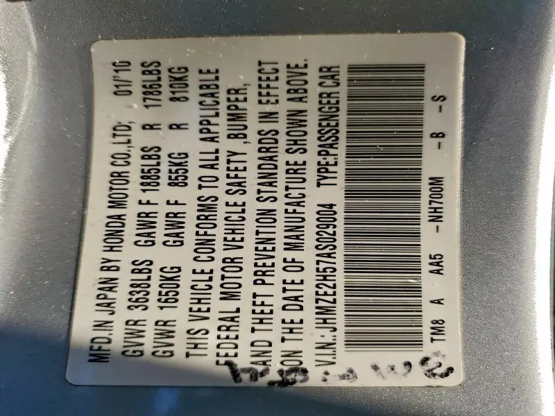 2010 HONDA INSIGHT LX  