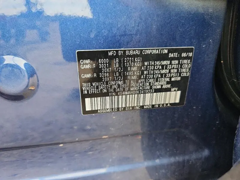 2019 SUBARU ASCENT PREMIUM  